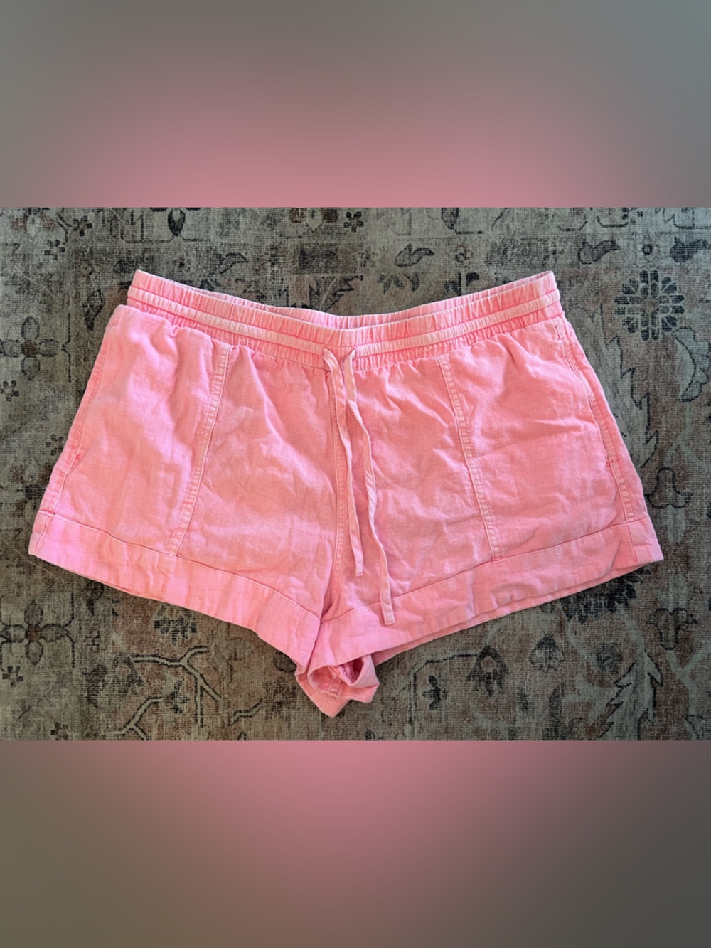 Universal Thread Pink Linen-Blend Drawstring cuffed Shorts 3” inseam Large